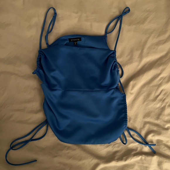 Dynamite Satin-y Summer Top Electric Blue XS - Picture 1 of 2